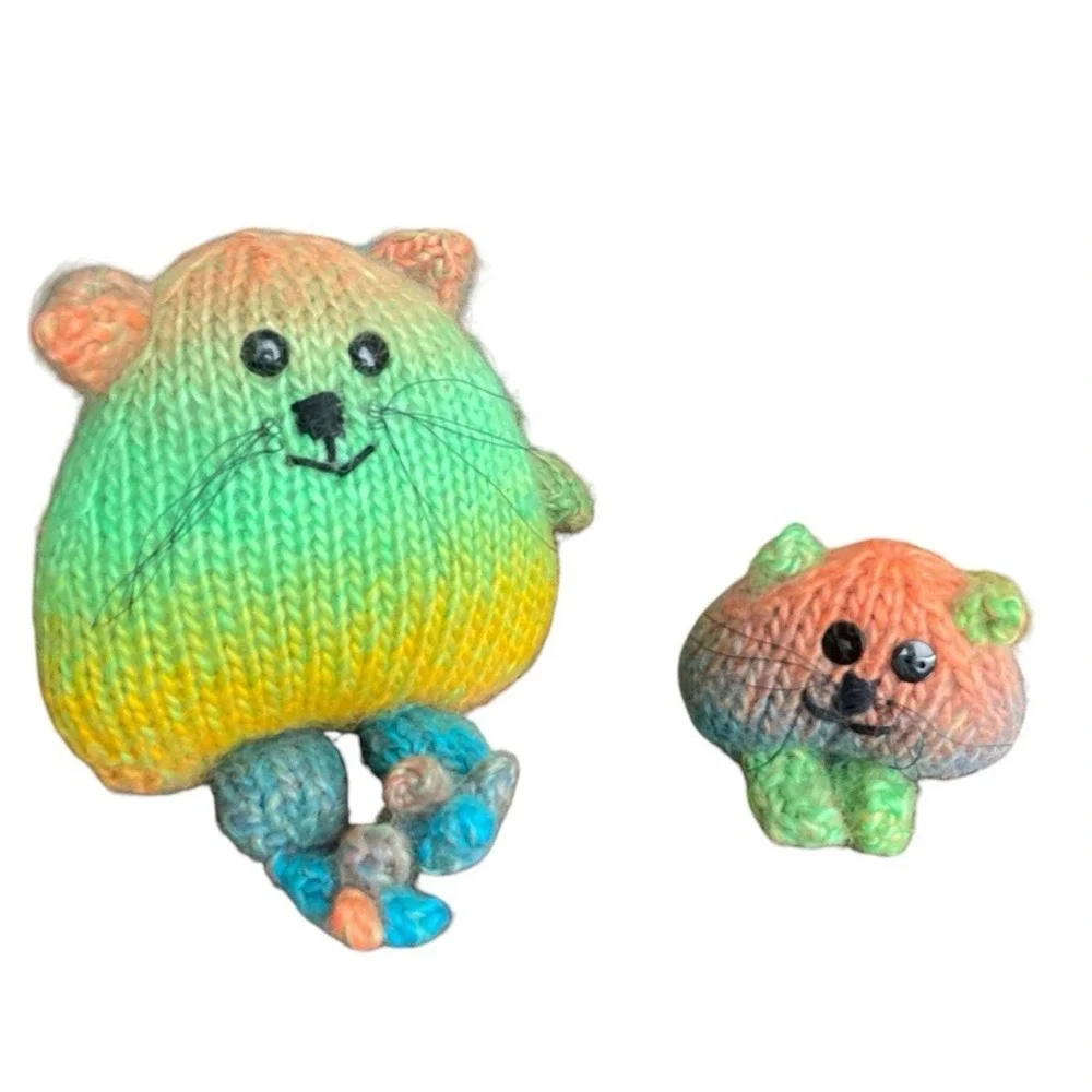 Handmade Cats Rainbow Kitty Gift for Cat Lovers Stuffed Animals Knitted Toys